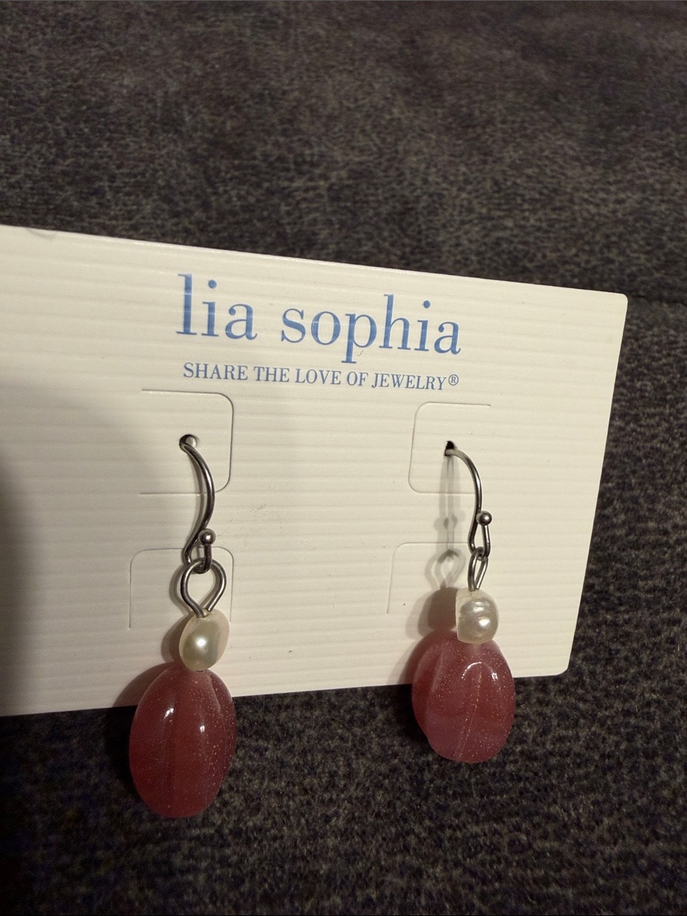 Lia Sophia Rose Pink Pearl Drop Earrings
